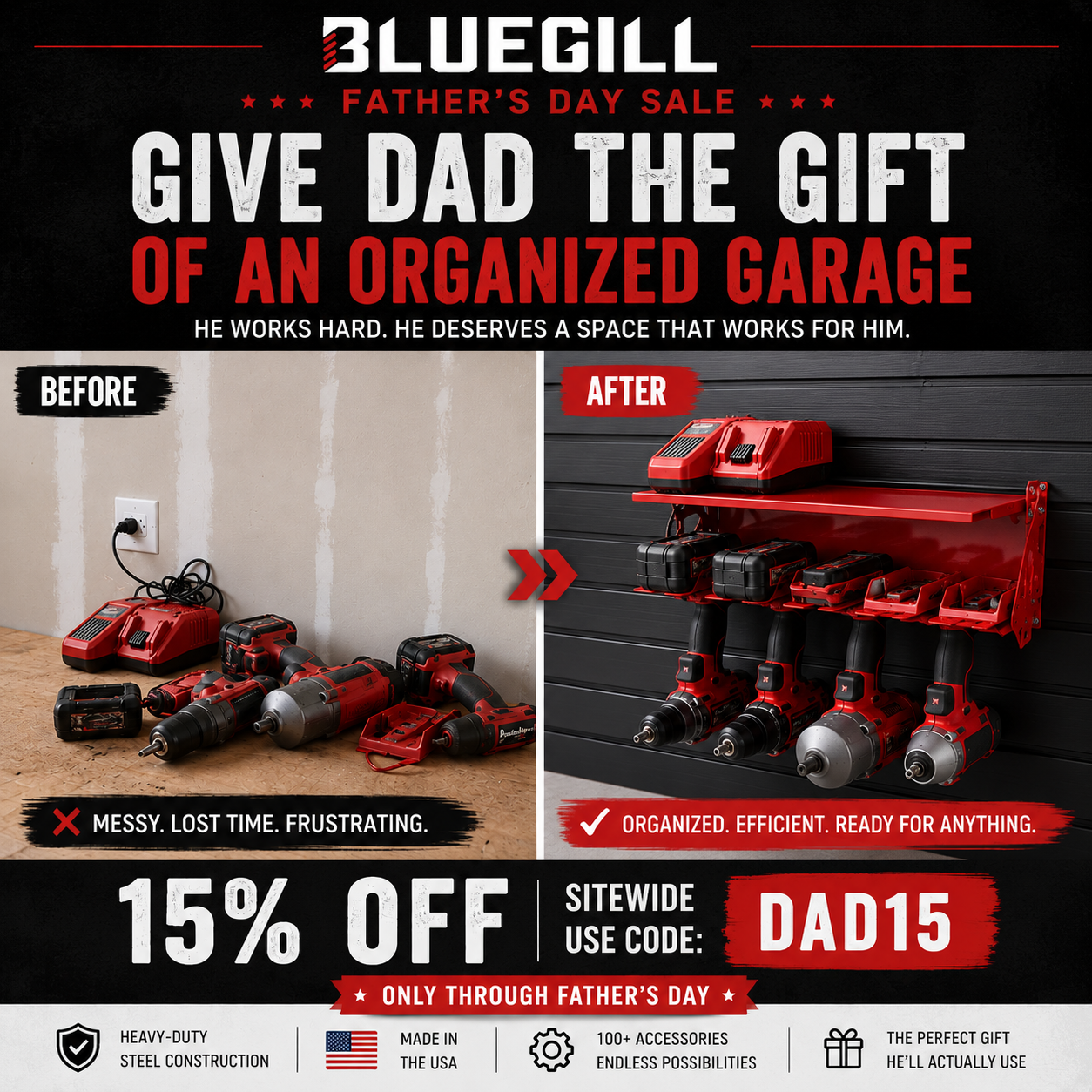 Father's Day Gift Ideas for Dads Who Love Organized Garages, Tools, and Workshop Storage